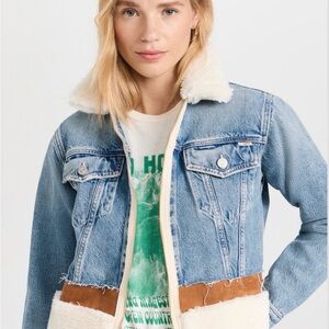 MOTHER Cut and Paste Denim and Shearling Women's Jacket